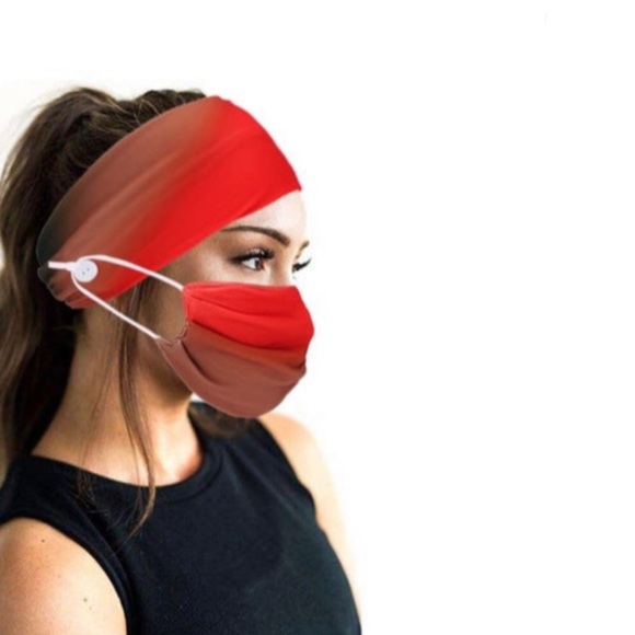 Brand New Face Mask & Headband Set In Red Gradient - Picture 2 of 9
